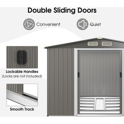 8x6ft Garden House Tools Storage Shed with Air Vent 69kg Powder Coated Frame by AJUNION