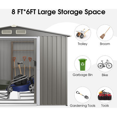 8x6ft Garden House Tools Storage Shed with Air Vent 69kg Powder Coated Frame by AJUNION