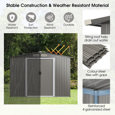 8x6ft Garden House Tools Storage Shed with Air Vent 69kg Powder Coated Frame by AJUNION