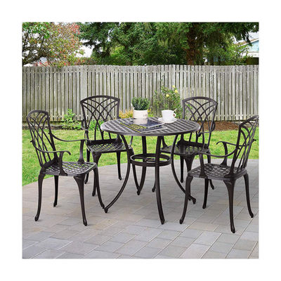 Modern Design Style Iron Frame Cast Aluminum Dining Furniture Set with Round Table