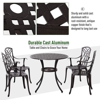 Modern Design Style Iron Frame Cast Aluminum Dining Furniture Set with Round Table