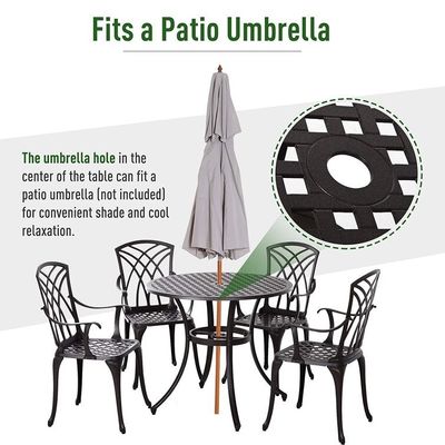 Modern Design Style Iron Frame Cast Aluminum Dining Furniture Set with Round Table