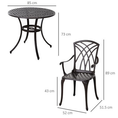 Modern Design Style Iron Frame Cast Aluminum Dining Furniture Set with Round Table