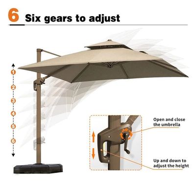 360 Degree Rotating Offset Patio Umbrella with LED Light Your Garden's Ideal Choice