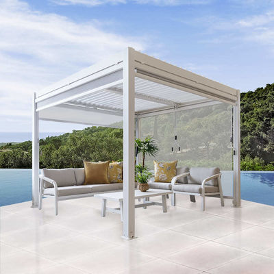 172kg Load Capacity Garden Louvered Pergola Canopy with Manual Control Aluminum Frame