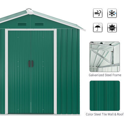 Steel Double Sliding Door Storage Shed AJUNION Metal Garden Shed Tool House for Storage