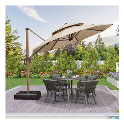 Outdoor Garden Patio 360 Degree Rotation Aluminium Double Roof Umbrella Deluxe Parasol