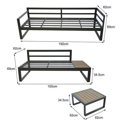 Garden Set AJUNION L Shape Sectional Sofa with UKFR Cushion and Aluminum Frame