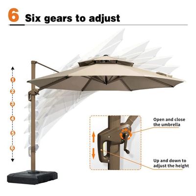 Outdoor Garden Patio 360 Degree Rotation Aluminium Double Roof Umbrella Deluxe Parasol
