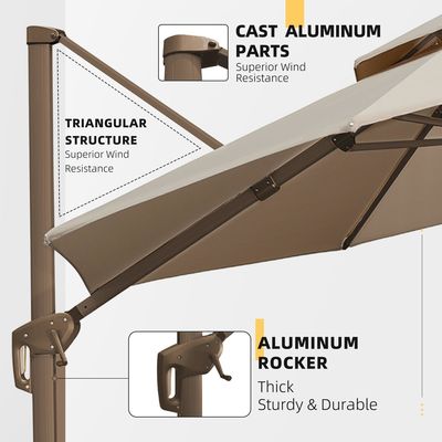 Outdoor Garden Patio 360 Degree Rotation Aluminium Double Roof Umbrella Deluxe Parasol