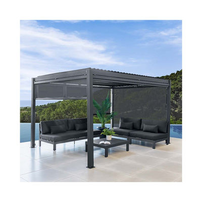Outdoor Aluminum Bioclimatic Canopy AJUNION Waterproof Louver Garden Pergolas Bridge
