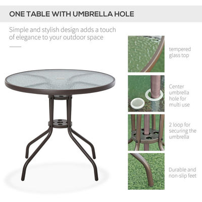 AJUNION Metal Patio Furniture Set Foldable Chairs and Dining Table with Umbrella Hole