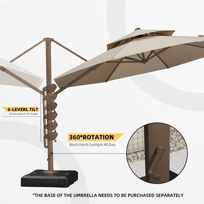 Outdoor Garden Patio 360 Degree Rotation Aluminium Double Roof Umbrella Deluxe Parasol