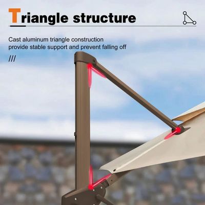 Outdoor Garden Patio 360 Degree Rotation Aluminium Double Roof Umbrella Deluxe Parasol