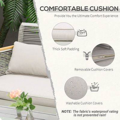 AJUNION Garden Set with Handwoven PE Rattan and Aluminum Frame W59.5 x D68.5 x H79cm
