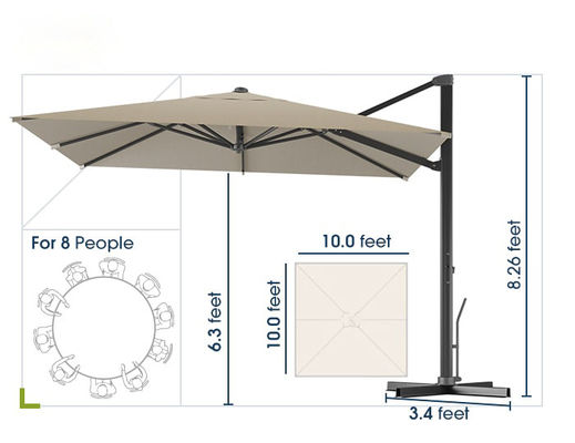 AJUNION 10ft Aluminum Luxury Patio Umbrella Auto Tilt Waterproof Parasol for Outdoor