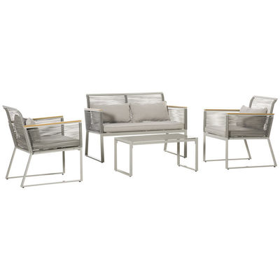 AJUNION Garden Set with Handwoven PE Rattan and Aluminum Frame W59.5 x D68.5 x H79cm