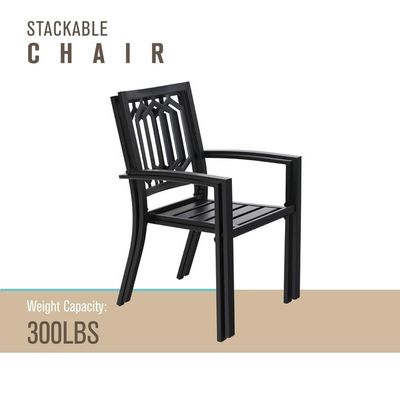 Outdoor Dining Set with Stackable Chair AJUNION Metal Space Restaurant Furniture