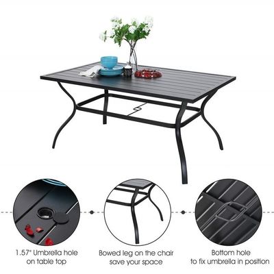 Outdoor Dining Set with Stackable Chair AJUNION Metal Space Restaurant Furniture