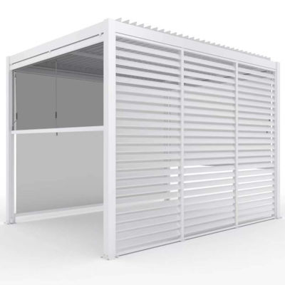 151kg Modern Outdoor Pergola with Bioclimatic Louver Roof and Screen from AJUNION