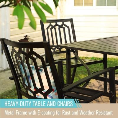 Outdoor Dining Set with Stackable Chair AJUNION Metal Space Restaurant Furniture