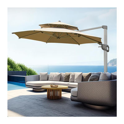 Modern Design AJUNION Commercial Outdoor Umbrella with Waterproof 2-Tier Sun Canopy