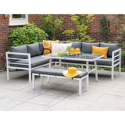 Aluminum Outdoor Dining Table Garden Furniture Set with Bench by AJUNION