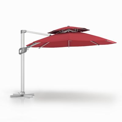 Modern Design AJUNION Commercial Outdoor Umbrella with Waterproof 2-Tier Sun Canopy