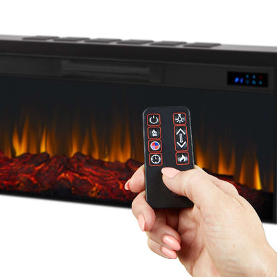 Electric Fireplace Cabinet with Firewood Storage and 100 BTU Heat Output Remote Control