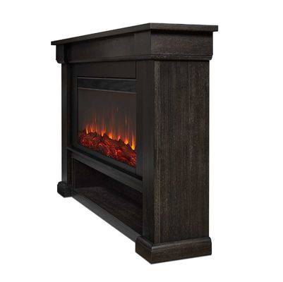 Electric Fireplace Cabinet with Firewood Storage and 100 BTU Heat Output Remote Control
