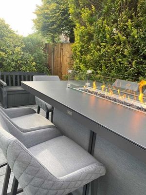 Mail Packing AJUNION All Weather Outdoor Dining Set with Firepit Table