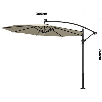 Customized Color Garden Umbrella with Light Waterproof Commercial Restaurant Cantilever