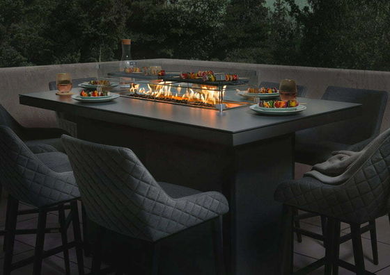 Mail Packing AJUNION All Weather Outdoor Dining Set with Firepit Table