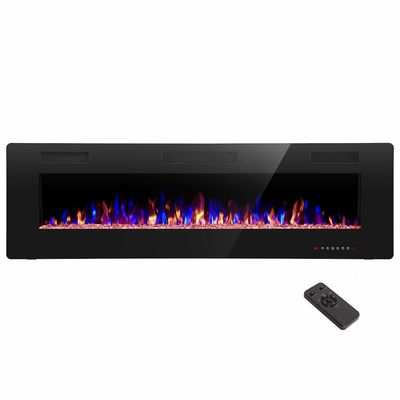 12 Bed Color Mode AJUNION 60 Inch Wall Mounted Silk Screen Printing Electric Fireplace