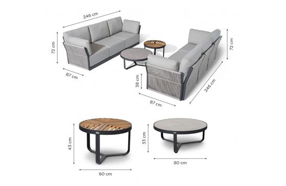 Modern Luxury Patio Furniture Fabric Sofa Garden Set for Villa Garden Modern Style