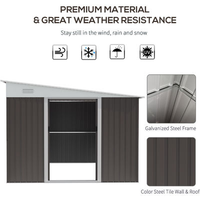 11x9ft Metal Outdoor Shed House Storage Garden Building Shed with Powder Coated Finish