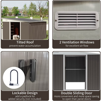 11x9ft Metal Outdoor Shed House Storage Garden Building Shed with Powder Coated Finish