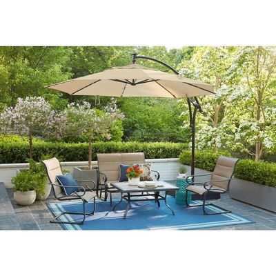 Outdoor Furniture AJUNION 11ft Waterproof Cantilever Umbrella with Solar Power LED