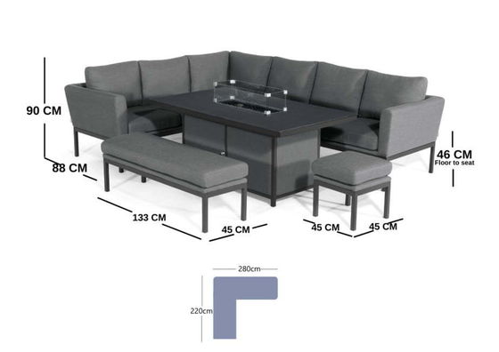 Mail packing Y AJUNION Luxury Outdoor Fabric Patio Furniture Dining Set with Firepit Table