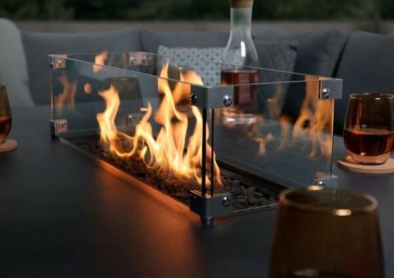 Mail packing Y AJUNION Luxury Outdoor Fabric Patio Furniture Dining Set with Firepit Table