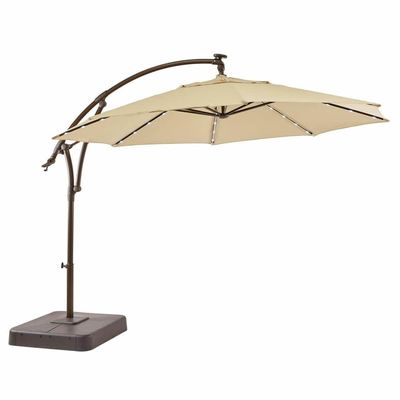 Outdoor Furniture AJUNION 11ft Waterproof Cantilever Umbrella with Solar Power LED