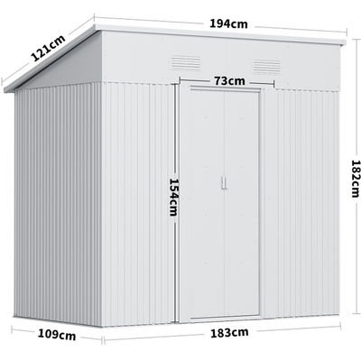 Color Steel Plate Metal Garden Storage Shed 2 Air Vent for Tools Bike Galvanized Steel