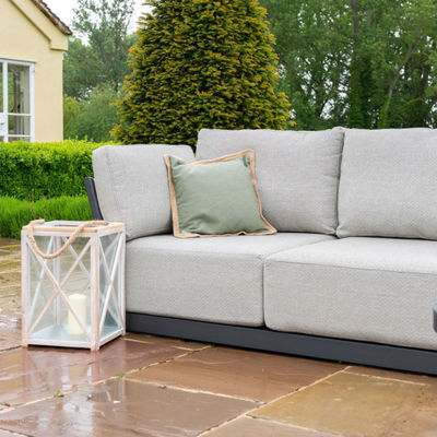 Round Coffee Table and Sofa Set AJUNION Luxury Modern All Weather Fabric for Courtyard