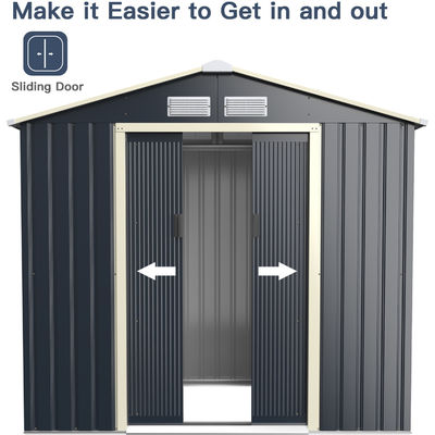 Large Size Metal Garden Building Shed with 4 Vents 43kg Powder Coated Frame by AJUNION