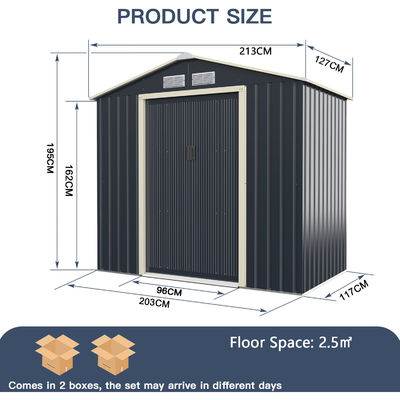 Large Size Metal Garden Building Shed with 4 Vents 43kg Powder Coated Frame by AJUNION