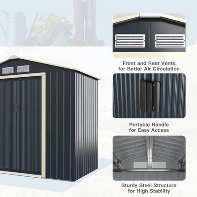 Large Size Metal Garden Building Shed with 4 Vents 43kg Powder Coated Frame by AJUNION