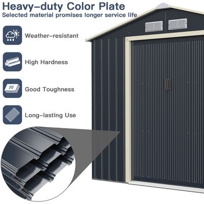 Large Size Metal Garden Building Shed with 4 Vents 43kg Powder Coated Frame by AJUNION