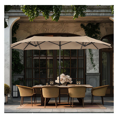 AJUNION 15ft Double Sided Waterproof Rectangle Parasol with Fade Resistant Canopy