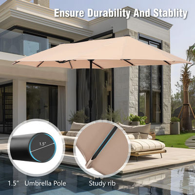 AJUNION 15ft Double Sided Waterproof Rectangle Parasol with Fade Resistant Canopy