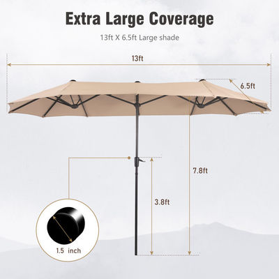 AJUNION 15ft Double Sided Waterproof Rectangle Parasol with Fade Resistant Canopy